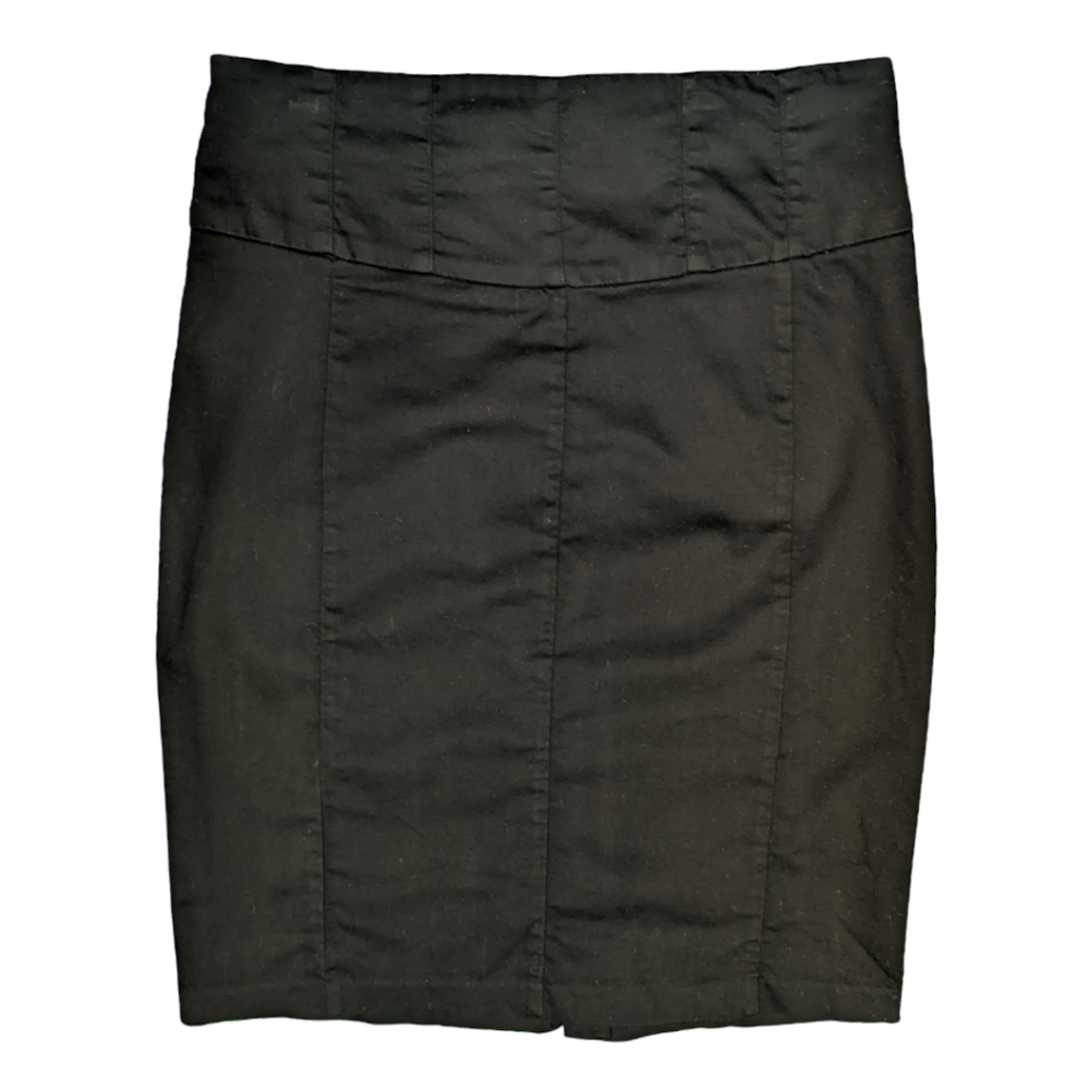 Black Cotton Blend Sateen Stretchy Pencil Skirt Size 6